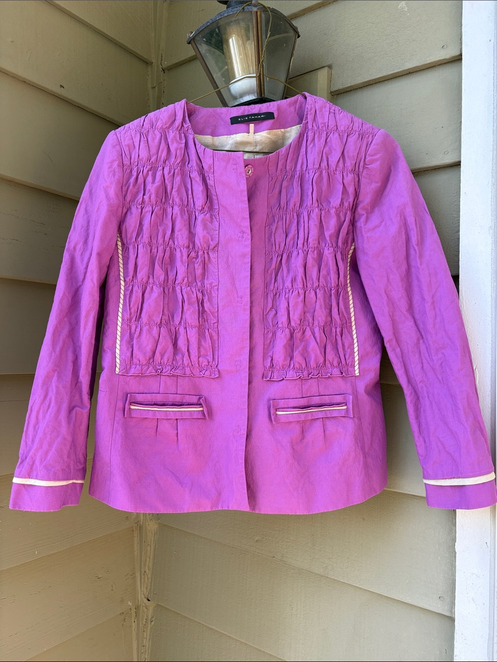 Vintage Elie Tahari Mauve/Purple Crinkled Jacket. Sz SP can fit a 4/ small 6